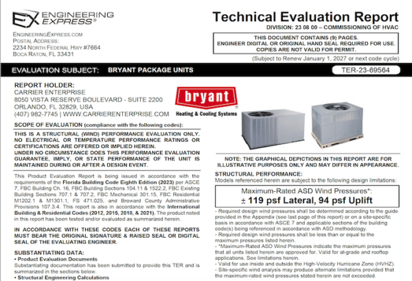 Bryant: Package Units Technical Evaluation Report