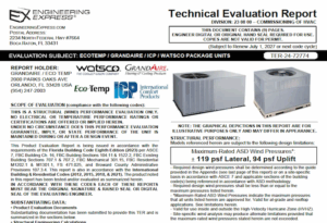 GrandAire / EcoTemp / ICP / Watsco: Package Units Evaluation Report