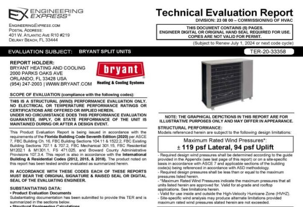 Bryant: Split Units Evaluation (TER 20-33358)