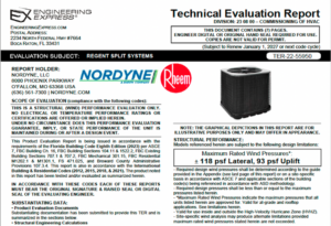 Nordyne: Regent Split Systems Technical Evaluation Report