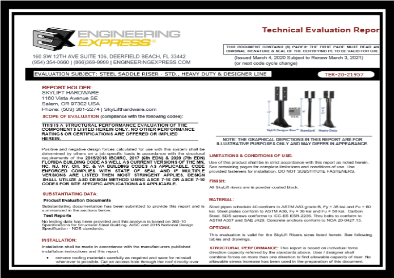 Skylift Hardware Steel Saddle Riser SD., Heavy Duty & Designer Line