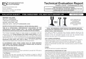Skylift Hardware: Steel Saddle Riser - Standard, Heavy Duty, And Designer Line Technical Evaluation Report