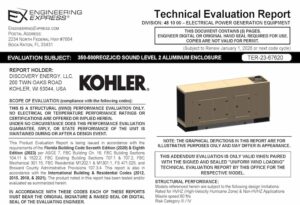 Kohler Power Systems: 350-500REOZJC/D Sound Level 2 Aluminum Enclosure Technical Evaluation Report 2023 Update