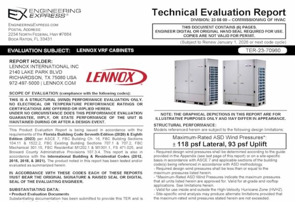 Lennox: VRF Cabinet Units 2023 Update