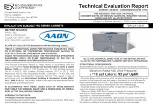 AAON: RQ Series Cabinets Technical Evaluation Report 2023 Update