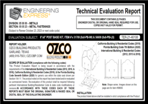 OZCO: 8 x 8 Post Base Kit Item #’s: 56609 & 51709