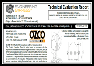 OZCO: 6 x 6 POST BASE KIT ITEM 51708 & 56608