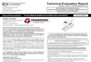Tradewinds: TP-30 Aluminum Generator Housing Unit Anchorage.