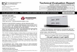 Tradewinds: Type D Aluminum Generator Housing Unit Anchorage