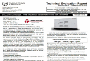 Tradewinds: Type D Aluminum Generator Housing Unit Anchorage Technical Evaluation Report