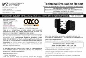 OZCO: 6-8" Beam Hanger Flush Item # 51769 (BFH-68-IW) Technical Evaluation Report 2023 Update