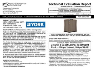 YORK INTERNATIONAL CORP: E-CHASSIS COMPOSITE AND STEEL BASE PAN UNITS