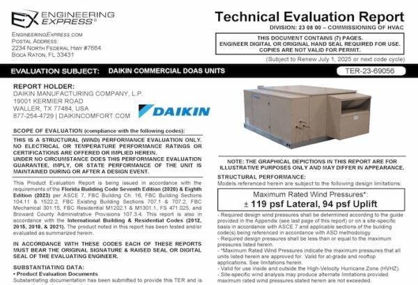 Daikin: Commercial DOAS Units 2023 FBC