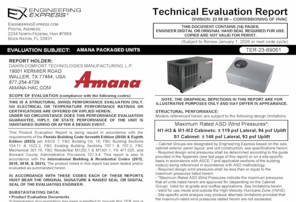 Amana: A/C Package Units Evaluation 2023 Update