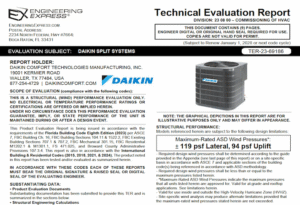 DAIKIN: A/C Split System Units Technical Evaluation Report