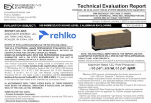 Rehlko: 350-500REOZJC/D Sound Level 2 Aluminum Enclosure Technical Evaluation Report