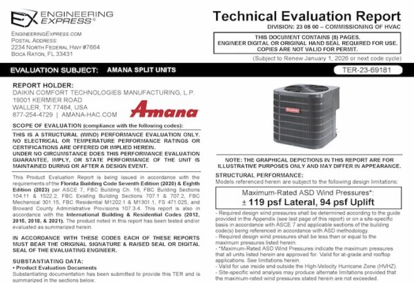Amana: A/C Split System Units 2023. Update