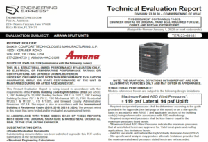 Amana: A/C Split System Units Technical Evaluation Report