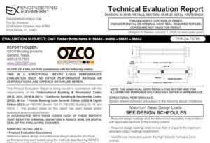 OZCO: Timber Bolts Item #: 56649 to 56652 Technical Evaluation Report 2023 Update
