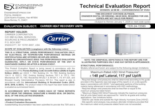 Carrier: Heat Recovery Units 2023 Update