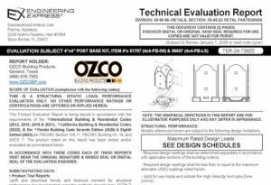OZCO: 4 x 4 POST BASE KIT ITEM #’S: 51707 And 56607 Technical Evaluation Report 2023 Update