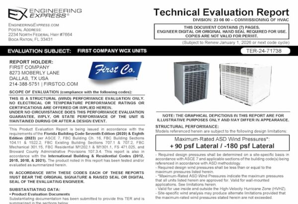 First Company: WCX Units Technical Evaluation Report 2023 Update