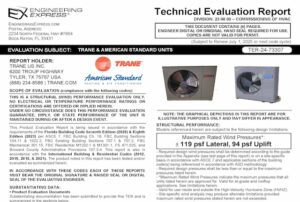 Trane / American Standard Units Evaluation Report 2023 Update