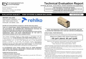Rehlko: KG80-125 Sound Aluminum Enclosure Technical Evaluation Report