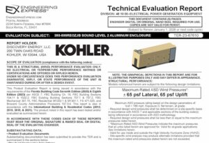 Kohler Power Systems: 350-500REOZJB Sound Level 2 Aluminum Enclosure Technical Evaluation Report 2023 Update