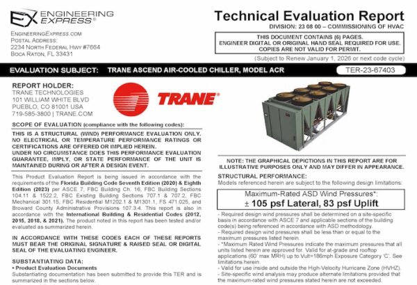 Trane: Ascend Air-Cooled Chiller, Model ACR Units 2023 Update