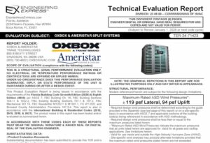 Oxbox And Ameristar: Split System Units Technical Evaluation Report 2023 Update