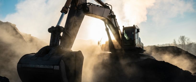large excavator at construction site
