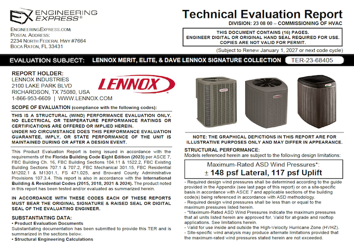 Lennox Industries: Lennox Merit, Elite, And Dave Lennox Signature Collection Units