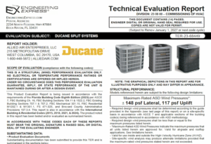 Allied Air: Ducane Split System Units Technical Evaluation