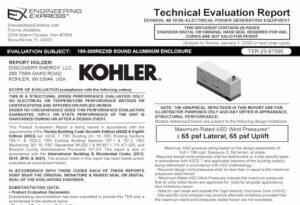 Kohler Power Systems: 180-200REZXB Sound Aluminum Enclosure Technical Evaluation Report 2023 Update