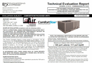 eAir: ComfortStar Packaged Units Technical Evaluation Report