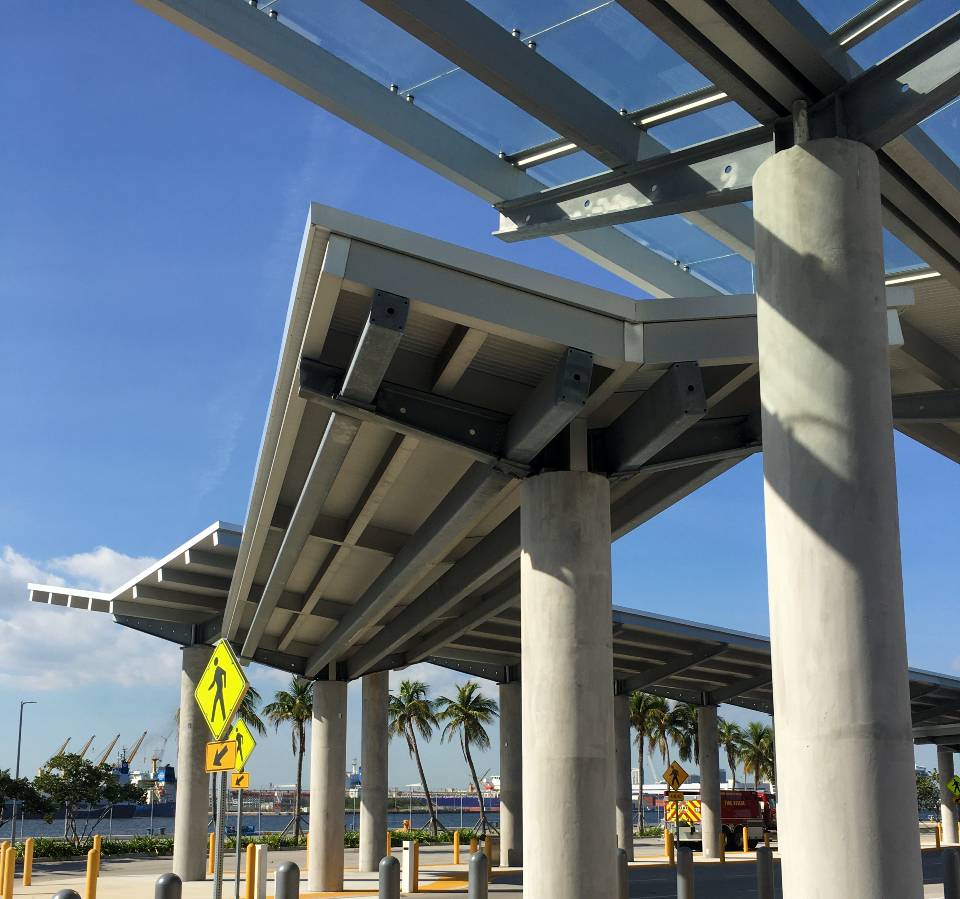 Royal Carribbean Terminal Walkway Covers | solid roof walkway covers