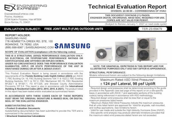 Samsung: Free Joint Multi (FJM) Outdoor Units Technical Evaluation Report