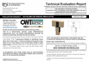 Hillman Group: 4 x 4 Column Cap (Item No. 56678 And 51778) Technical Evaluation Report 2023 Update