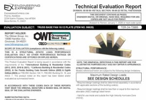 Hillman Group: Truss Base Fan 10:12 Plate (item no. 56620) Technical Evaluation Report 2023 Update