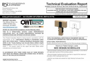 Hillman Group: 6 x 6 Column Cap (Item No. 56679 And 51779) Technical Evaluation Report 2023 Update