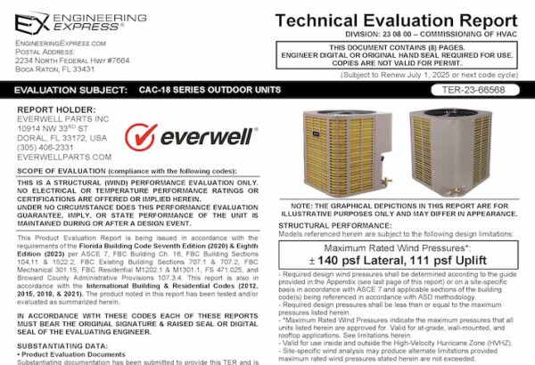Everwell Parts: CAC-18 Series Outdoor Units 2023 FBC Update
