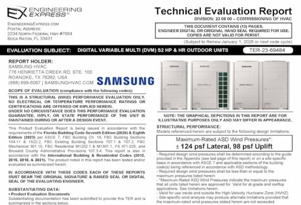 Samsung: Digital Variable Multiple (DMV) S2 HP And HR Outdoor Units 2023 Update