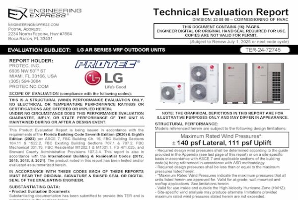 LG AR Series VRF Outdoor Units Evaluation Report 2023 Update