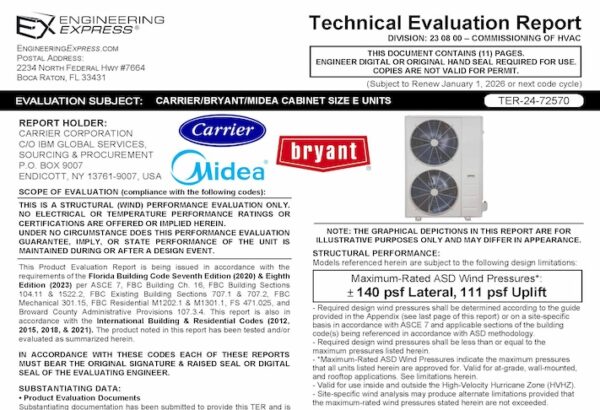 Carrier / Bryant / Midea: Cabinet Size E Units 2023 Update