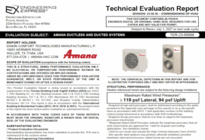 Amana: Ductless and Ducted System Technical Evaluation Report