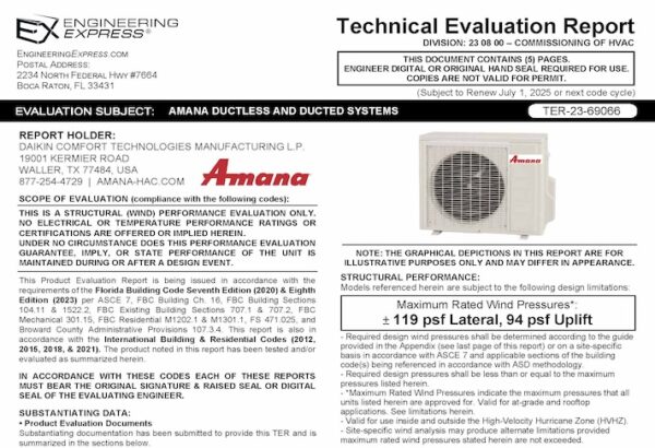 Amana: Ductless and Ducted System 2023 Update