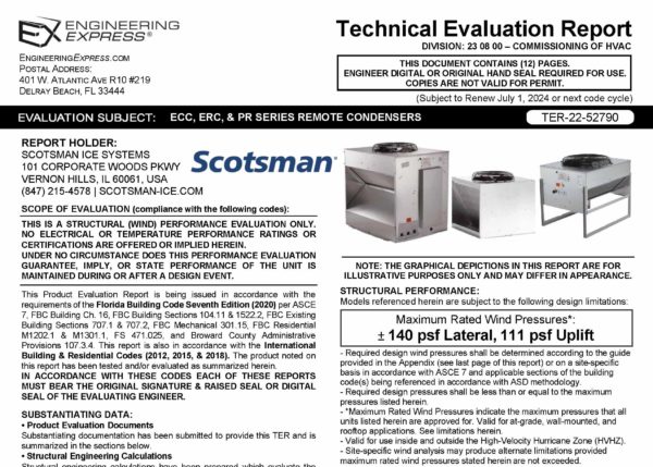 Scotsman: ECC, ERC & PR Series Remote Condensers