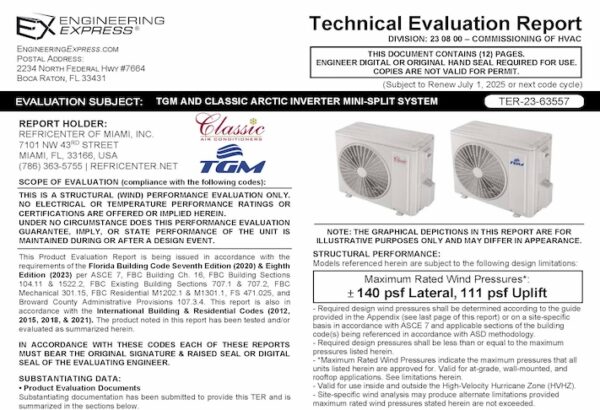 TGM and Classic Arctic Inverter Mini-Split System 2023 FBC Update