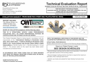 Hillman Group: Truss Base Fan 3 Point Only Plate (Item No. 56646) Technical Evaluation Report 2023 Update